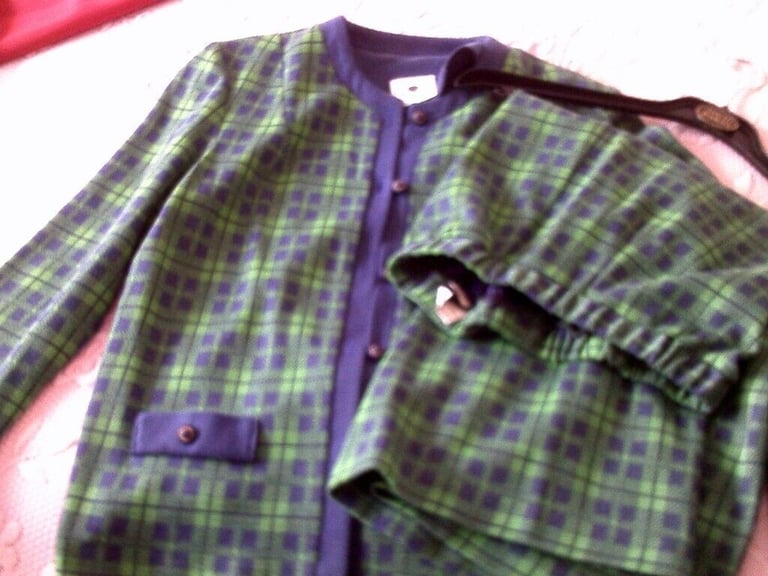 image for 'CONSTANCE WOOD' WOMAN'S 2-PIECE DRESS, SIZE 12, GREEN/BLUE