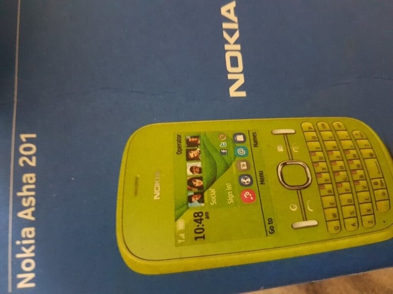 Nokia Asha 201 white handset charger box and instruction book and outer cover