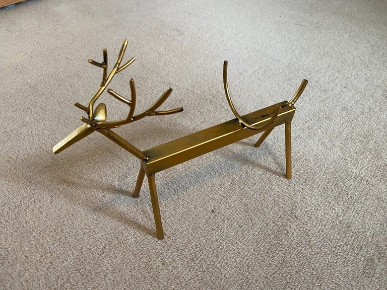 image for Rare Wine Bottle Holder Stand, Reindeer style, Metal made