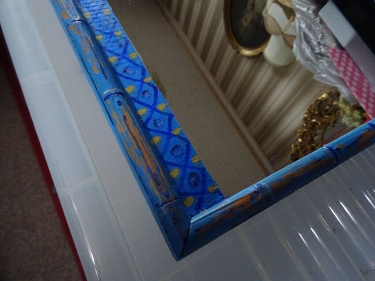 Blue Frame Oblong Mirror - One off Designer