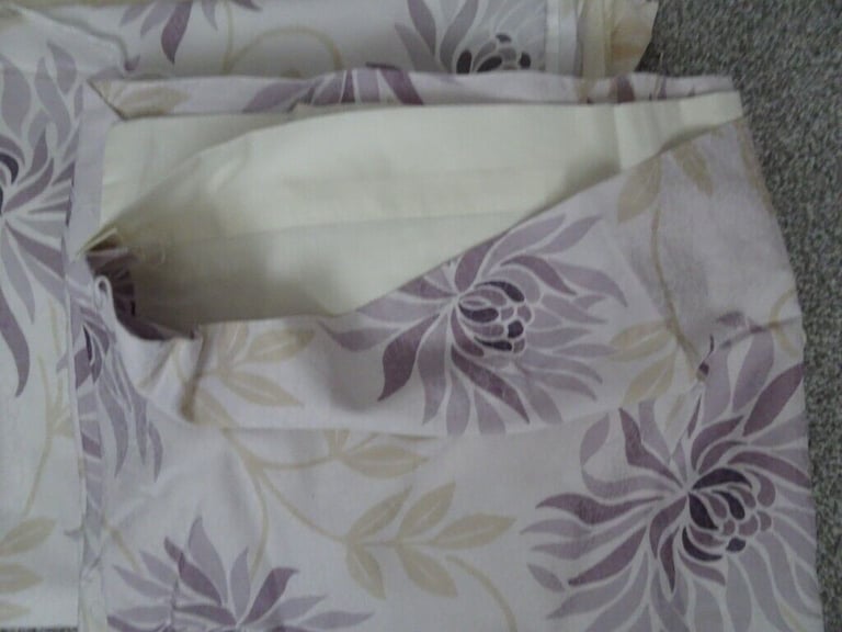 CURTAINS  Lilac pattern 54in Drop 66in Width lined also CREAM PAIR 