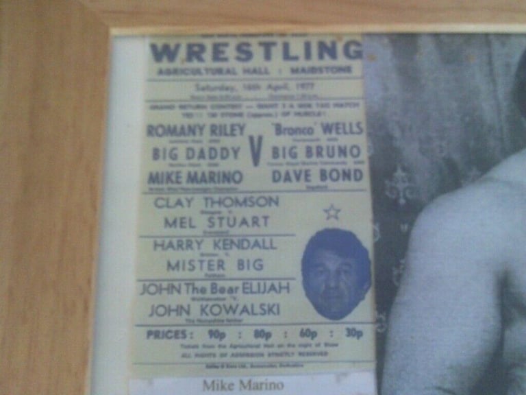 3 SIGNED  WRESTLING  STARS ITEMS   FRAMED 
