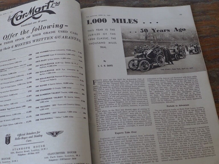 RARE! The AUTOCAR dated 21 April 1950. Features Aston Martin DB2 & Bentley Mark VI 4.25-litre Saloon