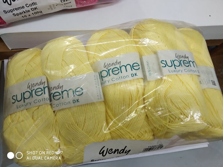5x100 gram balls of Wendy Supreme Luxury Double Knitting Cotton is 100% Mercerised Cotton 