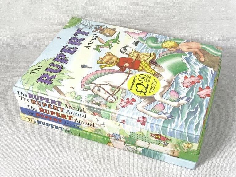 Rupert The Bear Annuals x 5 (1996-1999 +2001). + Rupert hand Puppet #1