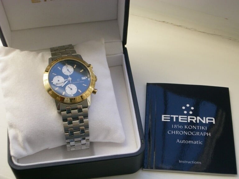 Eterna 1856  Kontiki automatic mechanical chronograph wristwatch-new old -Val 7750 - '90s - Bi-metal