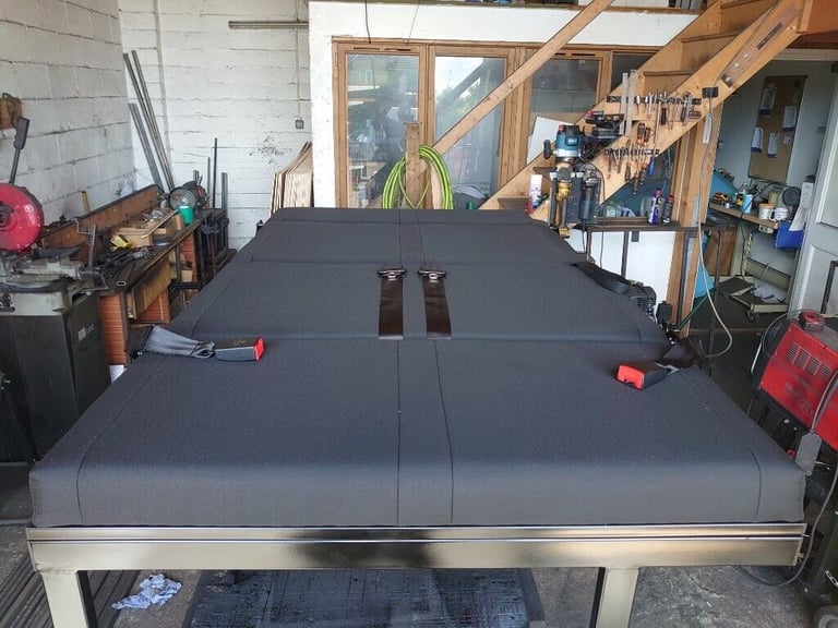 3/4 Black fabric rock and roll bed/seat, fits VW T4, T5 and all other vans. Delivery from £79