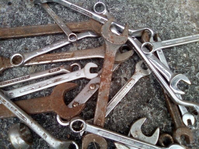 Collection of spanners and other tools , £2 per item.