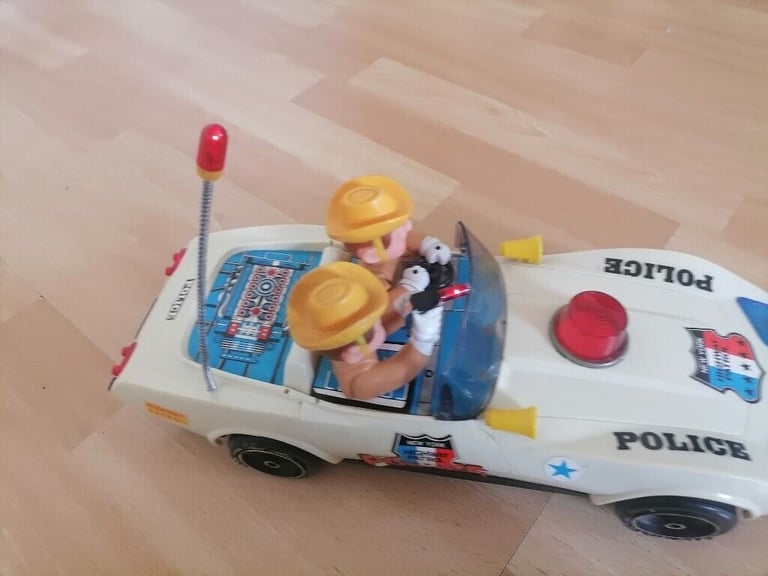  Vintage Pre 80's NANYANG Toy: CHEVY CORVETTE NYC Highway Patrol Police Battery Op Car. Working! 