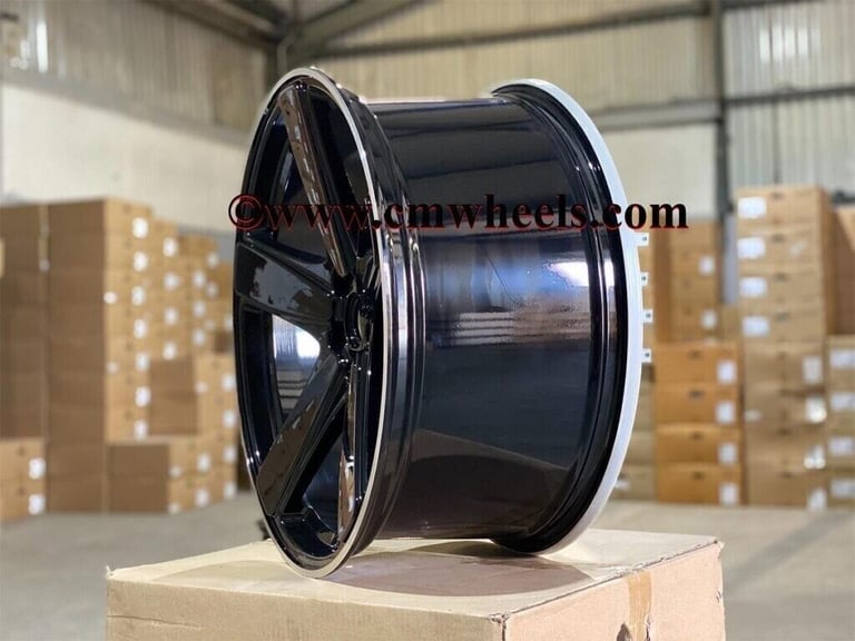 21″ Inch Porsche Macan 2 Style Wheels Gloss black polished lip 5x112 66.6