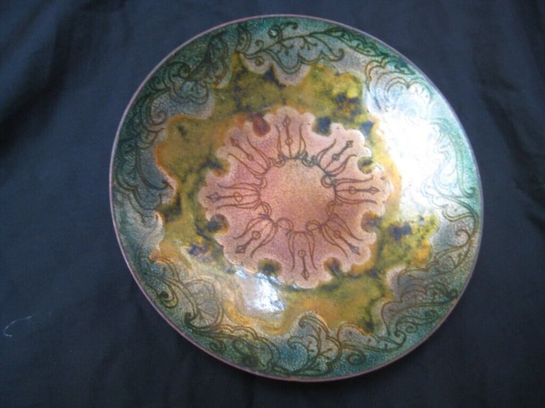 Glazed copper plate