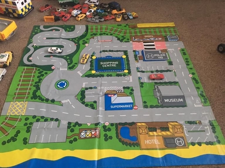 image for Childs play mat and car collection, tractor vintage, ambulance battery operated