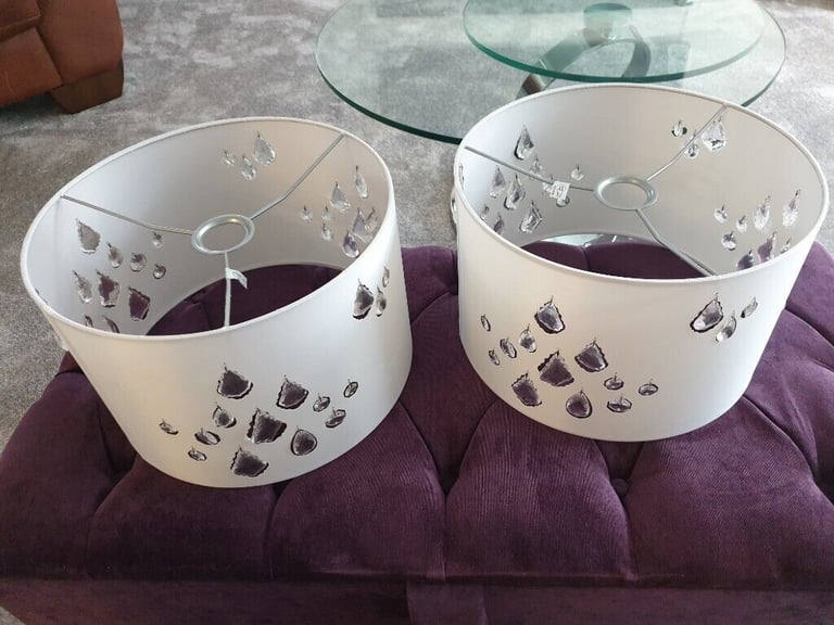 1 x Next White and Crystal Drop Lampshades