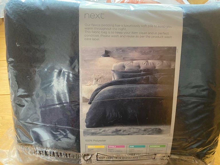 Next Navy Blue Super soft Fleece Single Duvet Set, BNWT