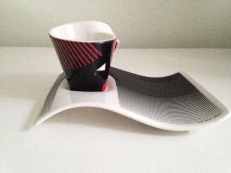 2 X Villeroy and Boch, New Wave Caffe ‘Faces Mocha espresso cup and saucer NEW