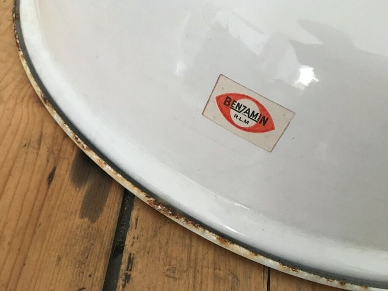 Vintage Large 19" Benjamin RLM Enamel Industrial Shade White 4 available £60 each