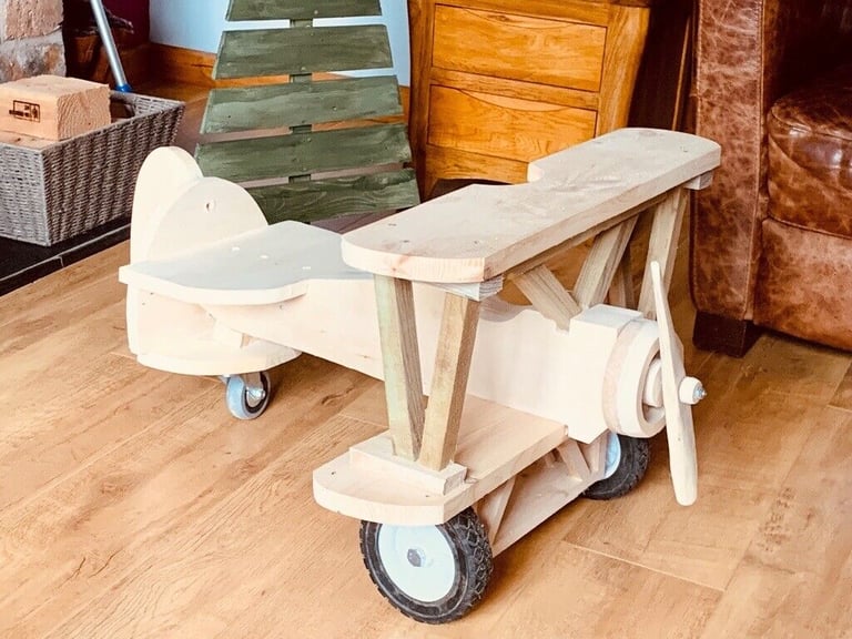 Wooden Handmade Children’s Toy Ride/Sit on Bi Plane 