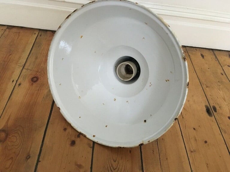 Vintage Large 19" Benjamin RLM Enamel Industrial Shade White 4 available £60 each