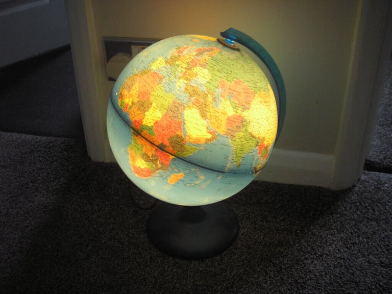 World Globe Map Night Light Lamp Educational - approx' 25cm diameter
