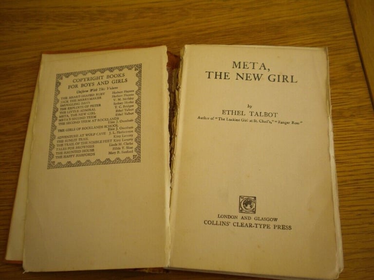 META THE NEW GIRL ETHEL TALBOT 1930 OLD BOOK VINTAGE BOOK 
