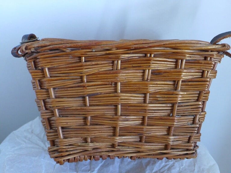 Child's Vintage Traditional Wicker Bicycle Basket with Leather Strap