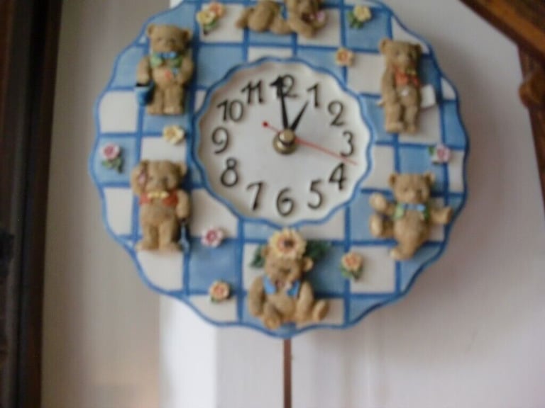 option of ONE of these 2 childrens room teddy bear clocks 