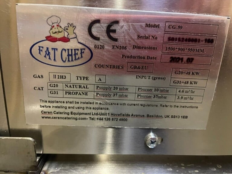 Char Broiler Fat Chef 1500mm, For Peri Peri Chicken 