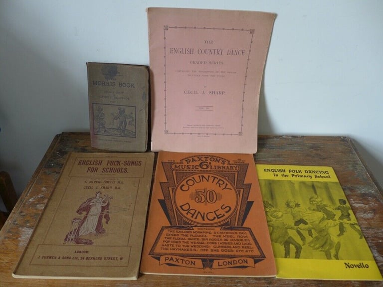 FIVE collectable vintage books on MORRIS DANCING, FOLK and COUNTRY DANCING and ENGLISH FOLK SONGS.