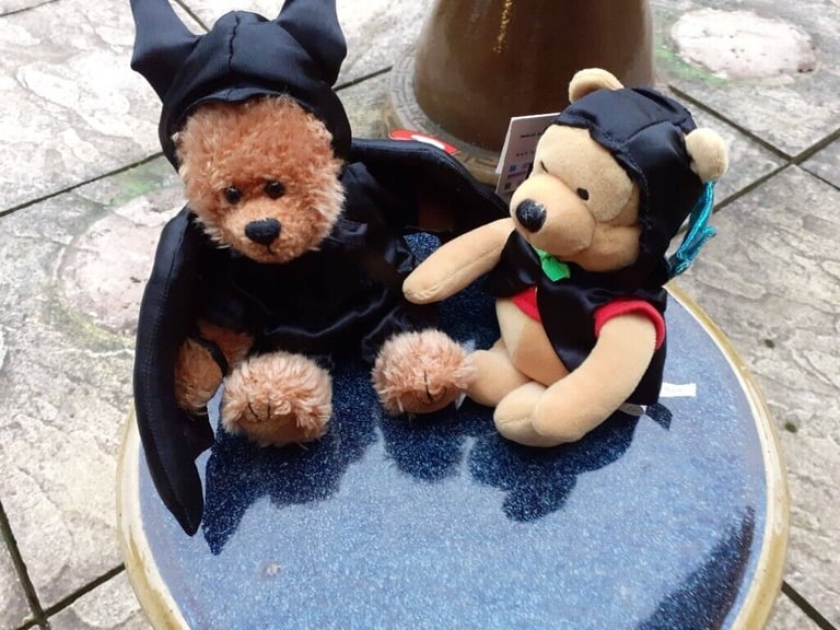 New Disney Bat Pooh and New Ty Bat Bear Beanie Babies.