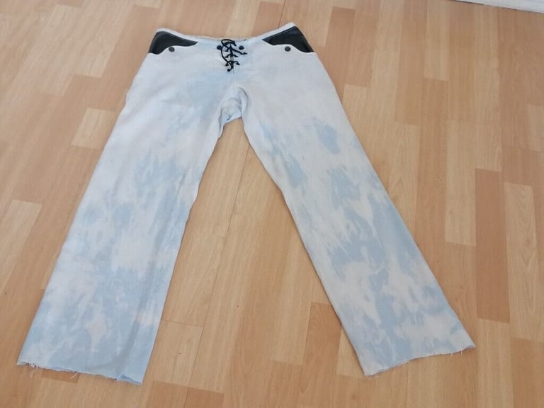 Rare Vintage 90's NICO DIDONNA LONDON Low Rise Bleached Washed Cotton Trousers. Size : S 