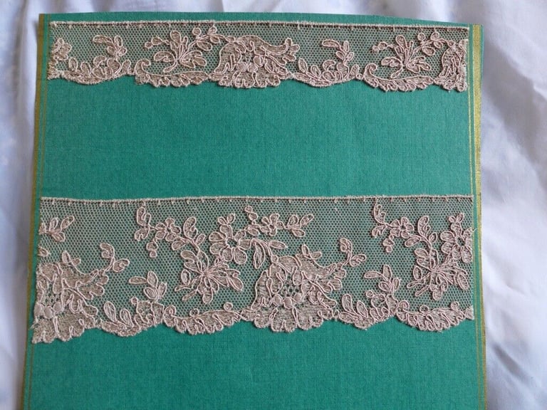 Three Collectible/Collectable Vintage and Original Lace Samplers/Haberdasher’s sample sheets/boards.