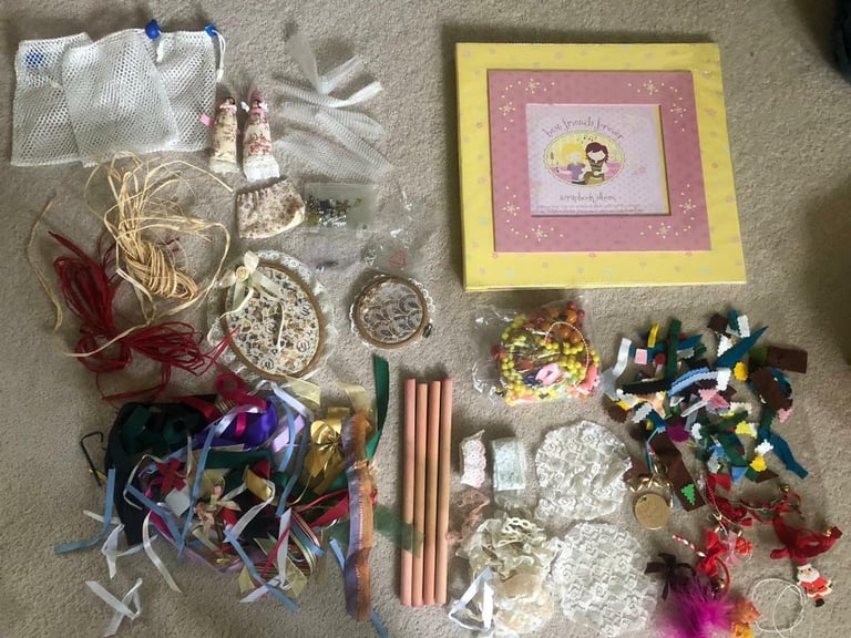 image for Craft items: Scrapbook Album, Ribbon, felt, lace, peg dolls, beads, sequins and more