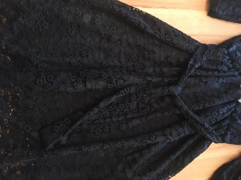 Black Lace Effect Dress Knee Length UK Size 10-12 BRAND NEW ITEM - RETAIL PRICE £44.99