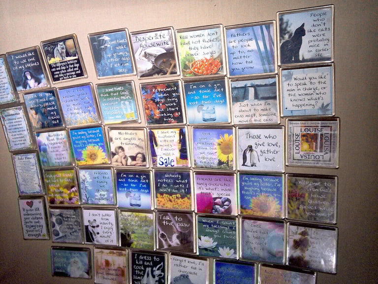 CHECK THIS OUT !!!        COLLECTION of Fun/Sentiment Fridge Magnets x45