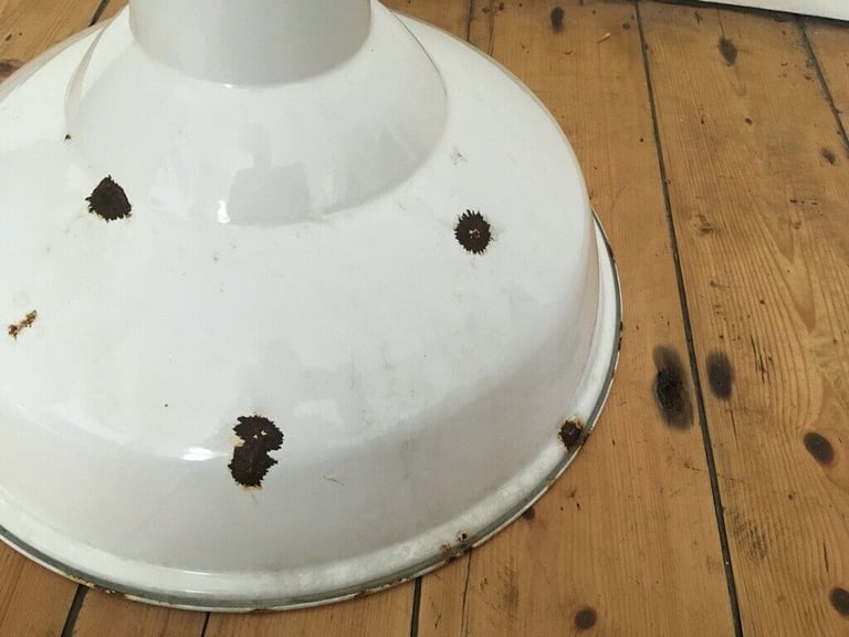 Vintage Large 19" Benjamin RLM Enamel Industrial Shade White 4 available £60 each