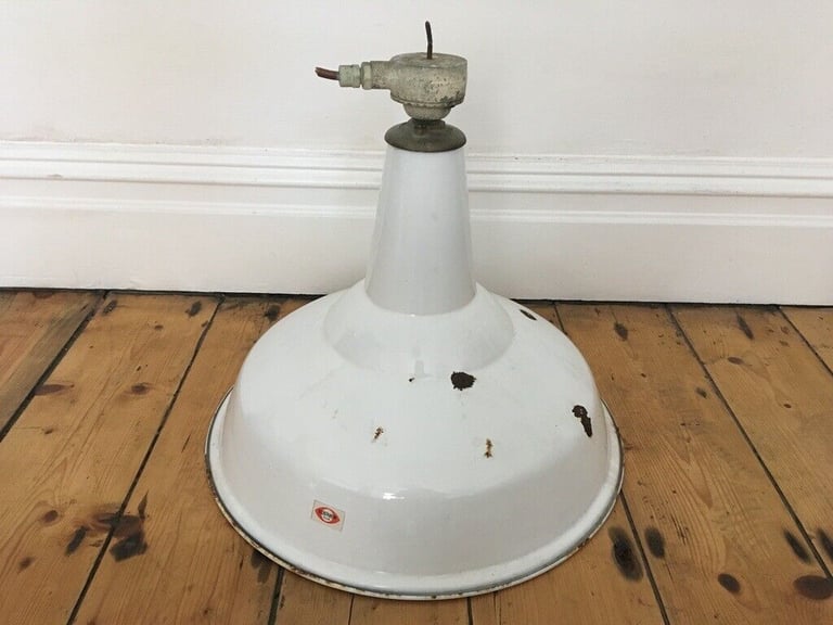 Vintage Large 19" Benjamin RLM Enamel Industrial Shade White 4 available £60 each
