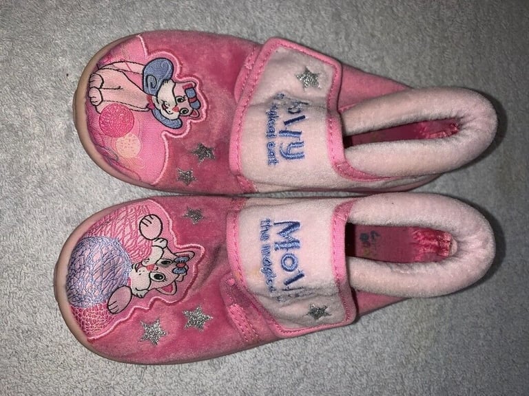 Clarks Girls Pink Molly Cat Doodles Slippers Size 8.5 IP1