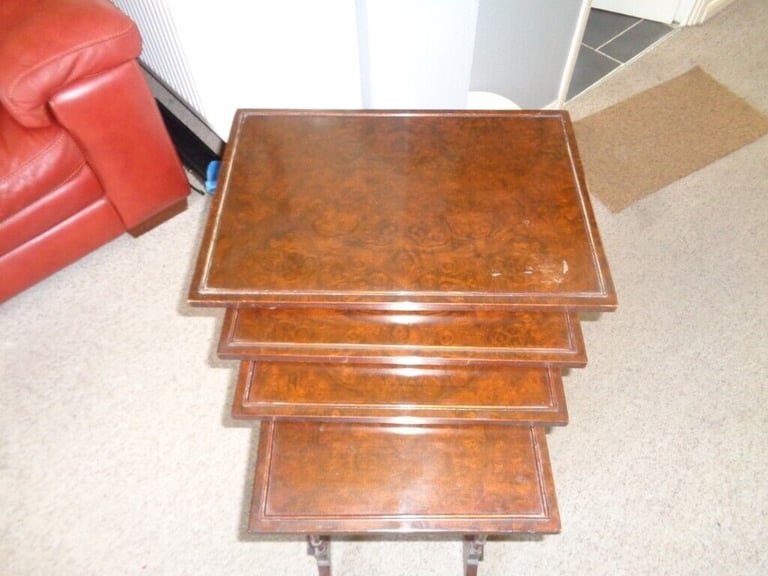 WALNUT/BURR NEST OF 4 TABLES £100 MAIDSTONE