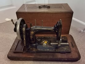 Stunning & Rare ANTIQUE BIESOLT & LOCKE MEISSEN Sewing Machine with Inlay Mother of Pearl Base