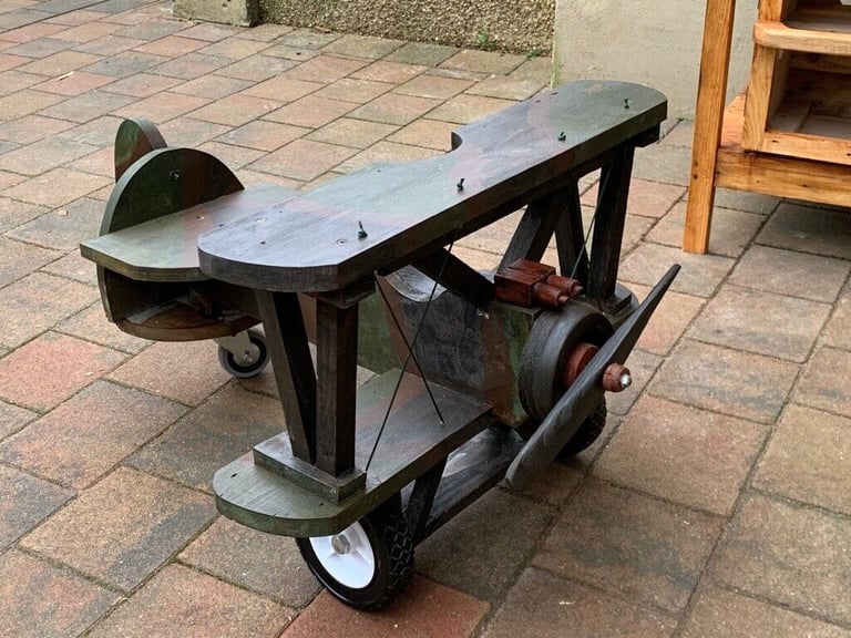image for Children’s Handmade Wooden Sit On/Ride On Bi Plane
