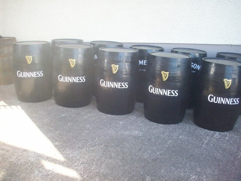 PAINTED TOP GRADE WHISKEY BARRELS WITH LOGO