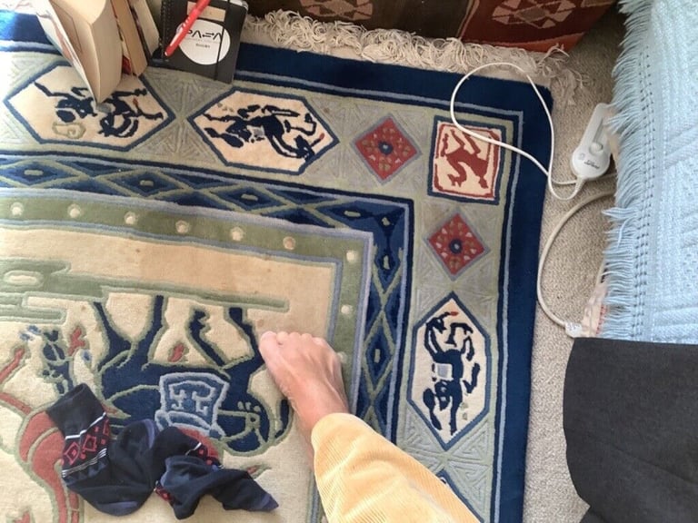 Aubusson BESPOKE Chinese rug bespoke rare horse pattern  John Lewis 1960s