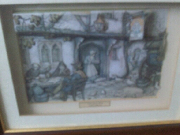 2 FRAMED  ANTON PIECK   3D TYPE / PRINTS  OLD  PUB + PHARMACY