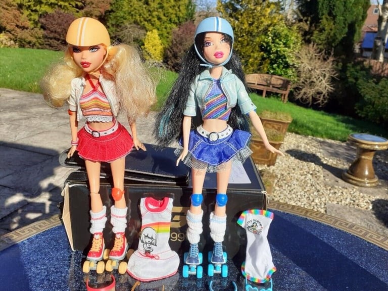 RARE 2006 Barbie My Scene Roller Girl Nolee and Kennedy Dolls 
