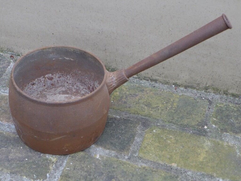 image for Vintage antique Cast-Iron Cooking Pot Saucepan Cauldron.