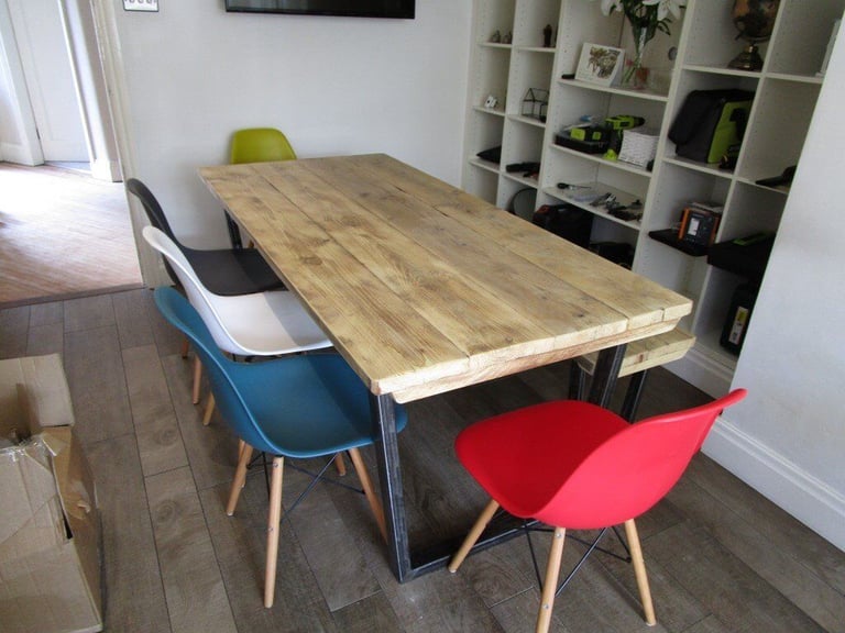 Vintage style Industrial Reclaimed wood Dining/Kitchen Table with Bench, tables,dining table,wood