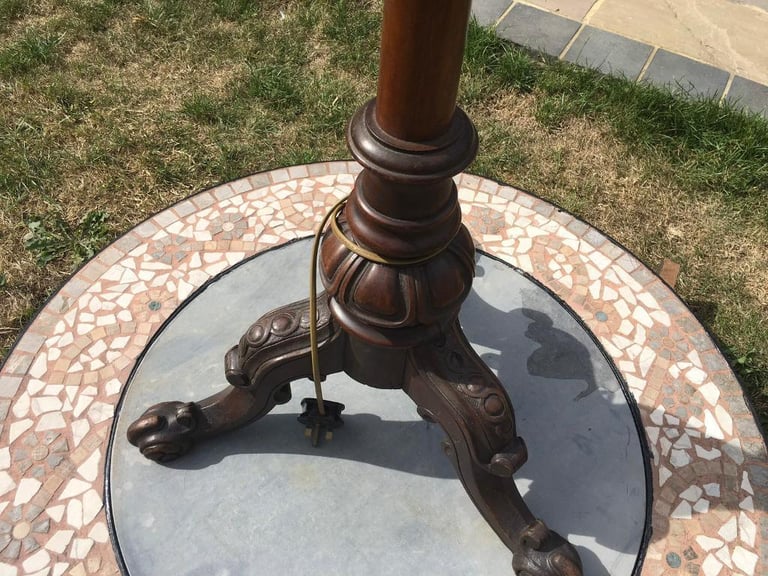 Antique victorian wood floor lamp.