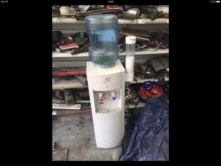 image for Hot And cold water cooler with bottle and refill caps suit car sales, garage etc 