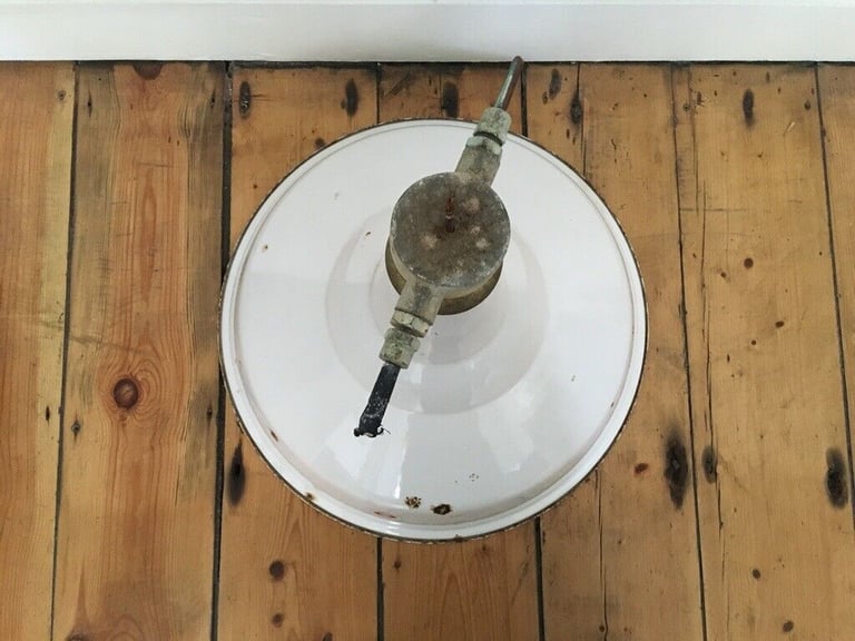 Vintage Large 19" Benjamin RLM Enamel Industrial Shade White 4 available £60 each