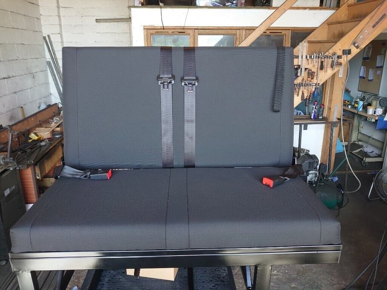3/4 Black fabric rock and roll bed/seat, fits VW T4, T5 and all other vans. Delivery from £79